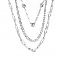 Fashion Multi Layer Necklace, 304 Stainless Steel, with 5cm extender chain, three layers & Unisex, original color cm, 40 cm, 45 cm 