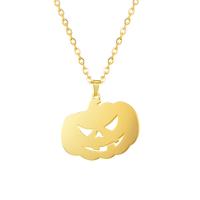 Stainless Steel Jewelry Necklace, 304 Stainless Steel, with 5cm extender chain, Pumpkin, Vacuum Ion Plating, Unisex cm 
