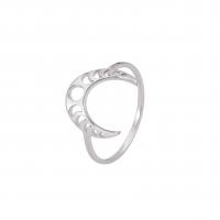 Stainless Steel Finger Ring, 201 Stainless Steel, Moon, Vacuum Ion Plating, Unisex 