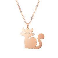 Stainless Steel Jewelry Necklace, 304 Stainless Steel, with 5cm extender chain, Cat, Vacuum Ion Plating, for woman cm 
