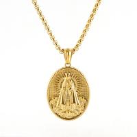 Stainless Steel Jewelry Necklace, 304 Stainless Steel, Oval, 18K gold plated, embossed & Unisex Approx 19.7 Inch 