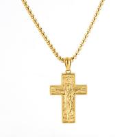 Stainless Steel Jewelry Necklace, 304 Stainless Steel, Cross, 18K gold plated, fashion jewelry & Unisex Approx 19.7 Inch 