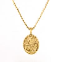 Stainless Steel Jewelry Necklace, 304 Stainless Steel, Virgin Mary, 18K gold plated, fashion jewelry & embossed & Unisex Approx 19.7 Inch 
