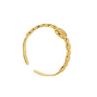 Titanium Steel Finger Ring, 18K gold plated, adjustable & for woman, 19mm 