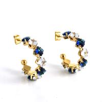 Stainless Steel Cubic Zirconia Stud Earring, 304 Stainless Steel, 18K gold plated, fashion jewelry & micro pave cubic zirconia & for woman 26mm 