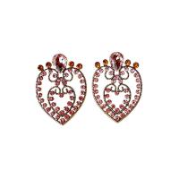 Zinc Alloy Rhinestone Drop Earring, Heart, plated, fashion jewelry & for woman & with rhinestone & hollow 
