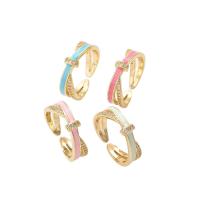 Cubic Zirconia Micro Pave Brass Finger Ring, real gold plated, micro pave cubic zirconia & for woman & enamel US Ring .5 