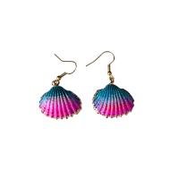 Zinc Alloy Drop Earring, Shell, real gold plated, fashion jewelry & for woman 