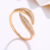 Zinc Alloy Finger Ring, 18K gold plated, fashion jewelry & micro pave cubic zirconia & for woman, golden, 4.5mm 