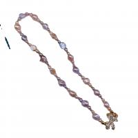 Ожерелье из пресноводных жемчуг на латунной цепочке, Пресноводные жемчуги, с Латунь, плакирован золотом, естественный & ювелирные изделия моды & Женский, разноцветный, 5-9mm, длина:45 см, продается Strand