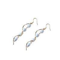 Freshwater Pearl Brass Earring, with Brass, 925 sterling silver earring hook, 14K gold plated, Natural & fashion jewelry & for woman, two different colored 