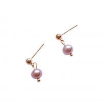 Freshwater Pearl Brass Earring, with Brass, 925 sterling silver post pin, 14K gold plated, Natural & fashion jewelry & for woman 7mm 
