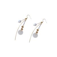 Freshwater Pearl Drop Earring, with Shell, 925 sterling silver earring hook, 14K gold plated, Natural & fashion jewelry & for woman, two different colored 