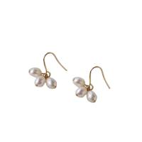 Freshwater Pearl Brass Earring, with Brass, 14K gold plated, Natural & fashion jewelry & for woman, two different colored, 22mm 