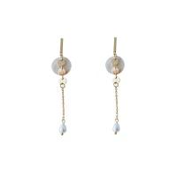 Freshwater Pearl Brass Earring, with Resin & Brass, 925 sterling silver post pin, 14K gold plated, Natural & fashion jewelry & for woman, two different colored 