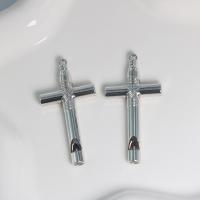 Цинкового сплава крест подвески, цинковый сплав, Kресты, плакирован серебром, DIY продается PC