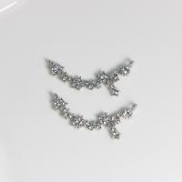 Conector de aleación de Zinc de diamantes de imitación, chapado en color de plata, Joyería & Bricolaje & con diamantes de imitación & 1/1 aro, 33.5x17x3mm, Vendido por UD