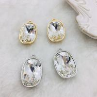 Crystal Zinc Alloy Pendants, with Zinc Alloy, Rectangle, plated, fashion jewelry & DIY & faceted [