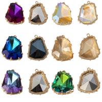 Crystal Brass Pendants, with Brass, gold color plated, fashion jewelry & DIY & faceted [