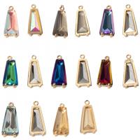 Crystal Brass Pendants, with Brass, Trapezium, gold color plated, fashion jewelry & DIY & faceted 