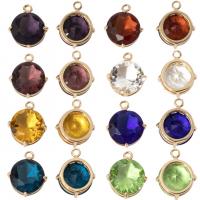 Crystal Brass Pendants, with Brass, Round, KC gold color plated, DIY & faceted [
