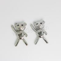 Stainless Steel Animal Pendants, Zinc Alloy, Bear, silver color plated, cute & DIY 