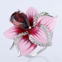 Enamel Zinc Alloy Finger Ring, Rose, fashion jewelry & for woman, pink 