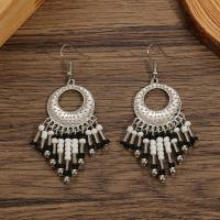 Fashion Fringe Earrings, Zinc Alloy, antique silver color plated, fashion jewelry & for woman 25*76mm 