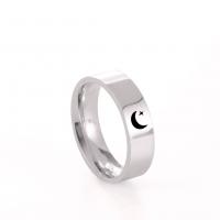 Stainless Steel Finger Ring, 201 Stainless Steel, Moon and Star, Vacuum Ion Plating, laser pattern & Unisex 