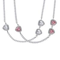 Titanium Steel Jewelry Necklace, with 5cm extender chain, Heart, micro pave cubic zirconia & for woman Approx 40 cm 