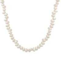 Natural Freshwater Pearl Necklace, with Titanium Steel, with 7cm extender chain, irregular, Vacuum Ion Plating, for woman, white, 8mm Approx 35 cm 