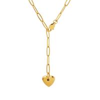 Titanium Steel Jewelry Necklace, Heart, Vacuum Ion Plating, for woman, golden Approx 51 cm 