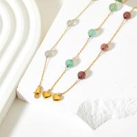 Gemstone Necklaces, 304 Stainless Steel, with Natural Stone, plated, fashion jewelry .5 cm 