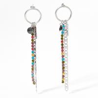 Stainless Steel Drop Earring, 304 Stainless Steel, plated, fashion jewelry & with rhinestone 