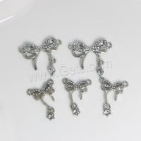 Rhinestone Zinc Alloy Connector, Bowknot, silver color plated, fashion jewelry & DIY & with rhinestone & 1/1 loop [