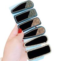 Alligator Hair Clip, Velour, with PU Leather & Plastic Pearl & for woman & with rhinestone, 80mm 