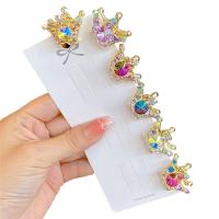 Hair Claw Clips, Zinc Alloy, with Crystal, Crown, gold color plated, for woman & with rhinestone 20mm 