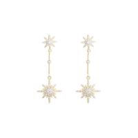 Cubic Zircon (CZ) Drop Earring, Zinc Alloy, Eight Point Star, gold color plated, micro pave cubic zirconia & for woman, 48mm 