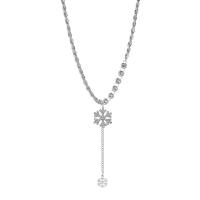 Zinc Alloy Sweater Chain Necklace, with Iron, with 5cm extender chain, Snowflake, silver color plated, fashion jewelry & for woman & with rhinestone Approx 50 cm 