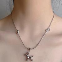 Zinc Alloy Necklace, with 5cm extender chain, Dog, silver color plated, fashion jewelry & for woman Approx 42 cm 