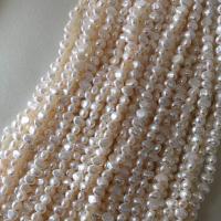 Perles nacres baroques de culture d'eau douce , perle d'eau douce cultivée, DIY, blanc, 4mm Environ 15 pouce, Vendu par brin