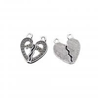 Zinc Alloy Heart Pendants, antique silver color plated, vintage & DIY & double-hole Approx 