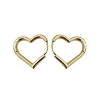 Brass Hoop Earring, Heart, plated, for woman 