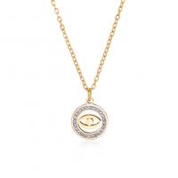 Evil Eye Jewelry Necklace, 304 Stainless Steel, with 5cm extender chain, plated, fashion jewelry & with rhinestone cm 