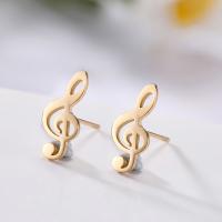Stainless Steel Stud Earring, 304 Stainless Steel, Music Note, plated, fashion jewelry 