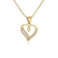 Cubic Zircon Micro Pave Brass Necklace, with Plastic Pearl, with 2inch extender chain, Heart, 18K gold plated & micro pave cubic zirconia & for woman & hollow Approx 17.7 Inch 