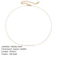 Stainless Steel Chain Necklace, 316 Stainless Steel, with Freshwater Pearl, with 3.15inch extender chain, 14K gold plated, fashion jewelry & for woman Approx 16.5 Inch 