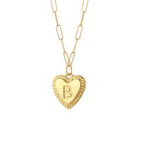 Stainless Steel Jewelry Necklace, 316 Stainless Steel, with Brass, Heart, real gold plated, fashion jewelry & with letter pattern & for woman Approx 19.7 Inch 