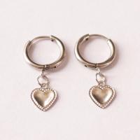 Huggie Hoop Drop Earring, 304 Stainless Steel, Heart, fashion jewelry & for woman, original color Inner Approx 10mm 