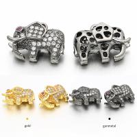 Brass Spacer Beads, Elephant, plated, DIY & micro pave cubic zirconia & hollow Approx 1.5mm 